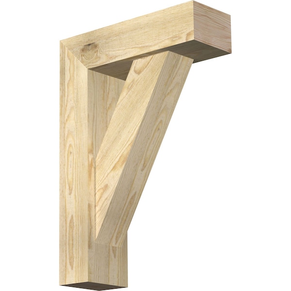 Ekena Millwork Traditional Block Rough Sawn Bracket w/ Offset Brace, Douglas Fir, 6"W x 18"D x 26"H BKT0604X18X26TRA05RDF - main